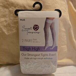 NWT Secret Treasures Plus Sheer Thigh Highs - White (2 Pair)